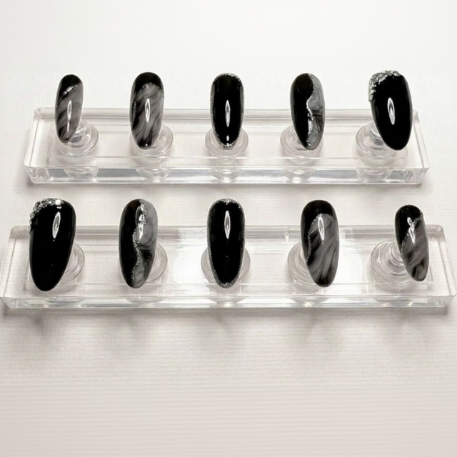 Black Midnight Marble Press-On Nails