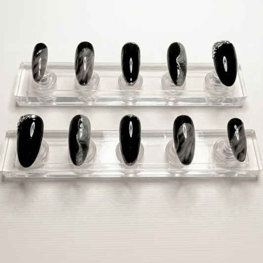 Black Midnight Marble Press-On Nails