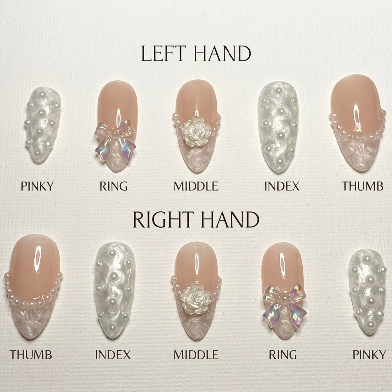 Iridescent Pearl Bloom Press-On Nails
