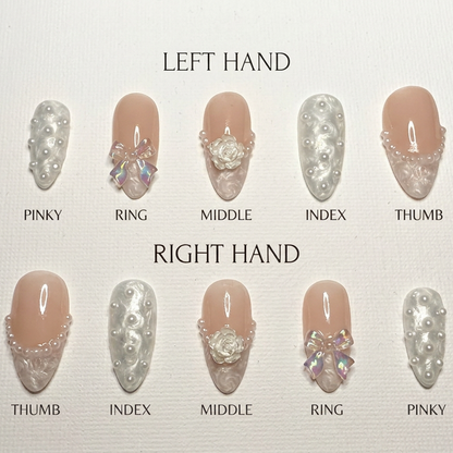 Iridescent Pearl Bloom Press-On Nails