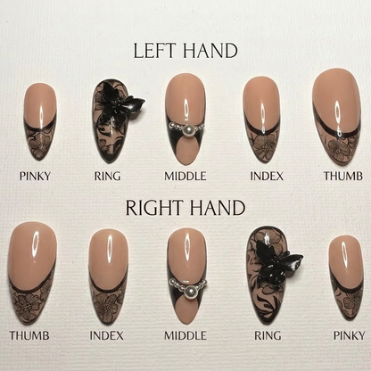 Noir Bloom Pearl Press-On Nails