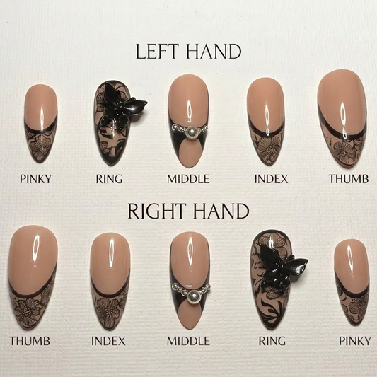 Noir Bloom Pearl Press-On Nails