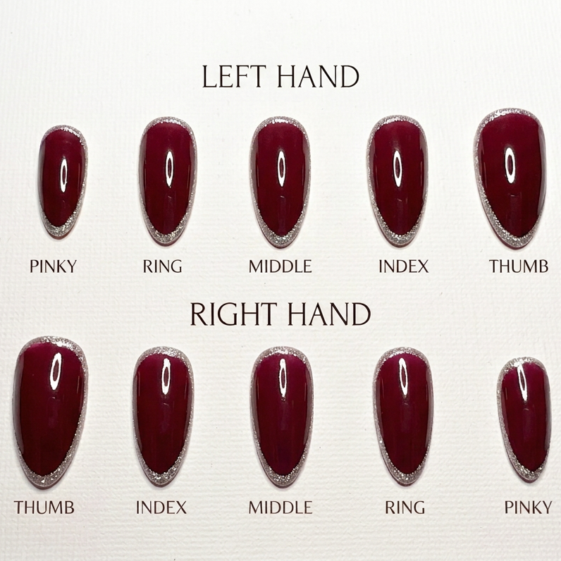 Ruby Glaze Silver Edge Press-On Nails
