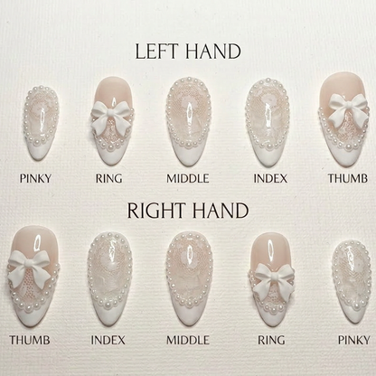 Pearl Lace Bow Press-On Nails