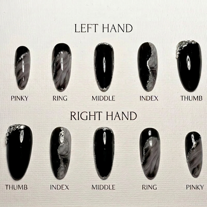 Black Midnight Marble Press-On Nails