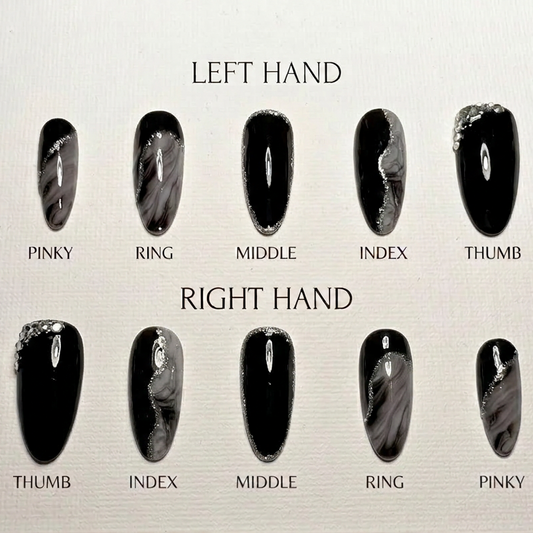 Black Midnight Marble Press-On Nails