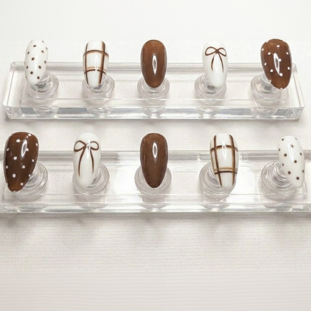 Mocha Ribbon Press-On Nails
