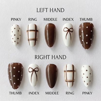 Mocha Ribbon Press-On Nails
