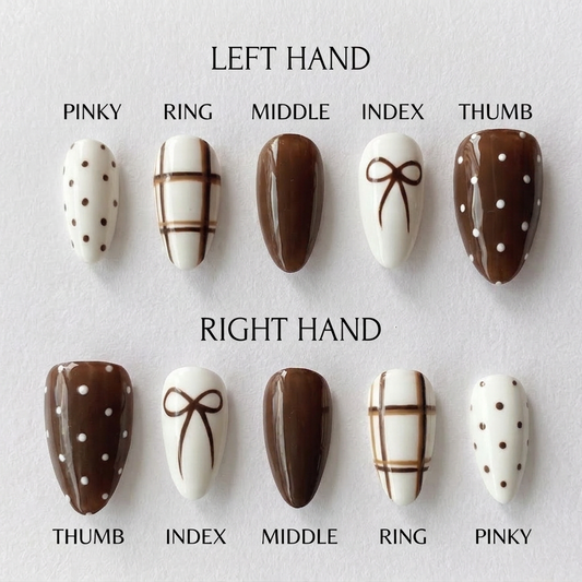 Mocha Ribbon Press-On Nails